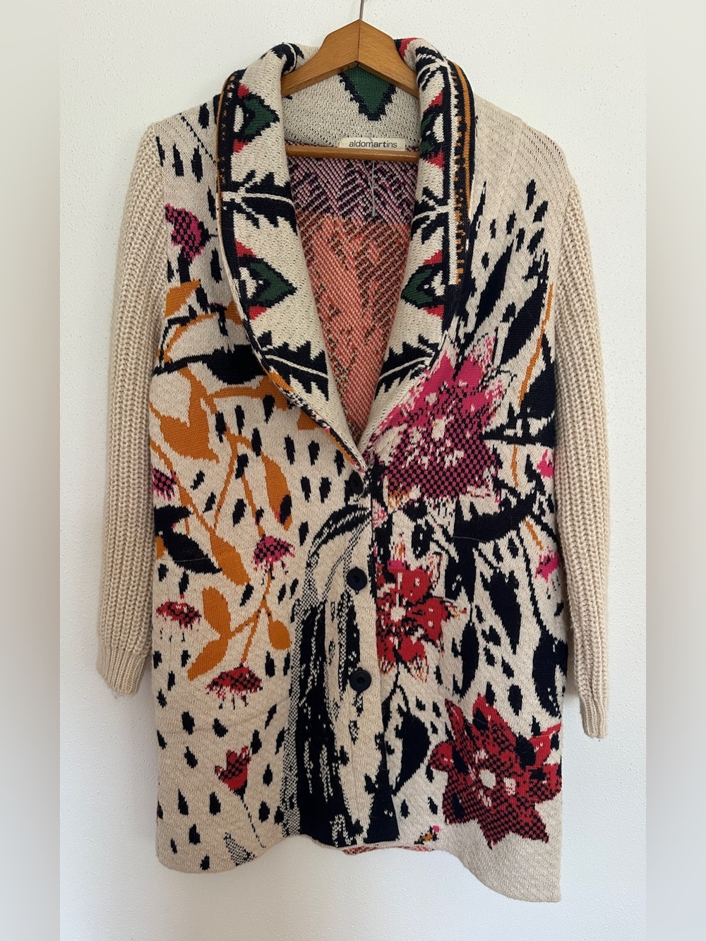 Anthropologie Aldo Martins Maritza Floral Cardigan Sweater Coat Wool Alpaca XS